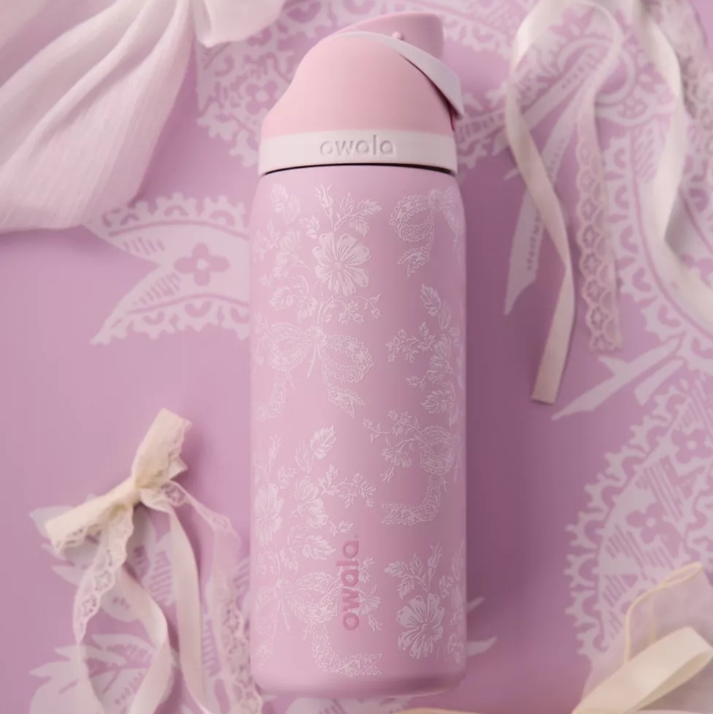Owala Pink Floral Water Bottle